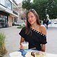 Button detail off shoulder black top - Miniatura 3