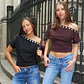 Button detail off shoulder black top - Miniatura 4