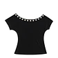 Button detail off shoulder black top - Miniatura 1