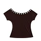 Button detail off shoulder brown top - Miniatura 1