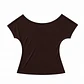 Button detail off shoulder brown top - Miniatura 6