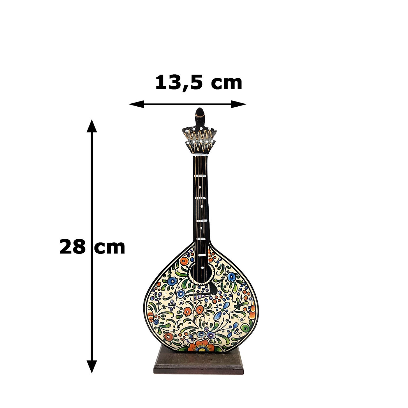 Guitarra com Base Grande Pintura Tradicional de Coimbra Colorida