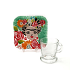 Chávena Café Vidro Pires Frida Kahlo