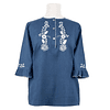 Blusa de Linho Azul Bordada