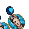 Brincos Frida Khalo Coração Azul