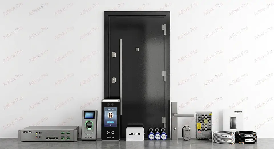 Sistema controle acesso ADHEX SECURE impermeável teclado metal fechadura magnética 180KG tampa chuva 1