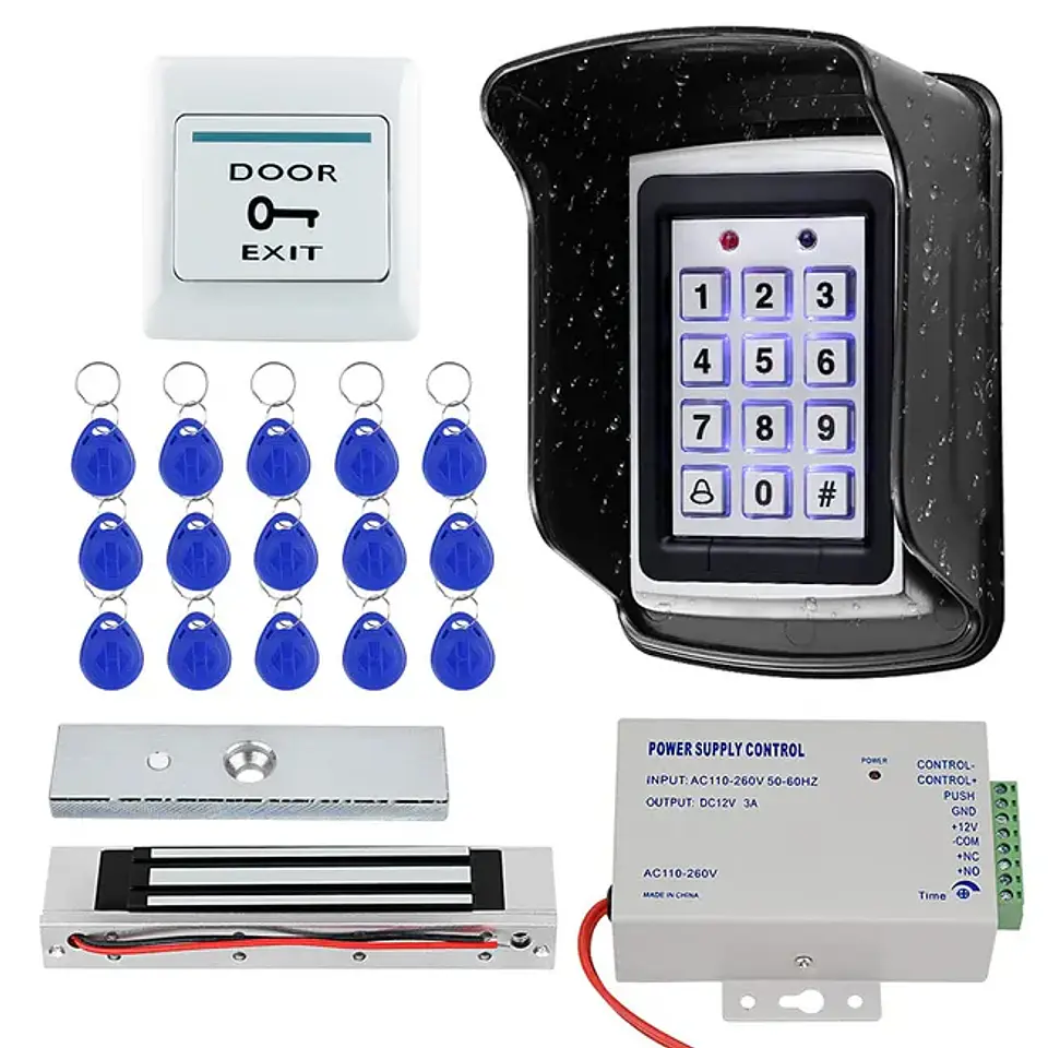 Sistema controle acesso ADHEX SECURE impermeável teclado metal fechadura magnética 180KG tampa chuva 2