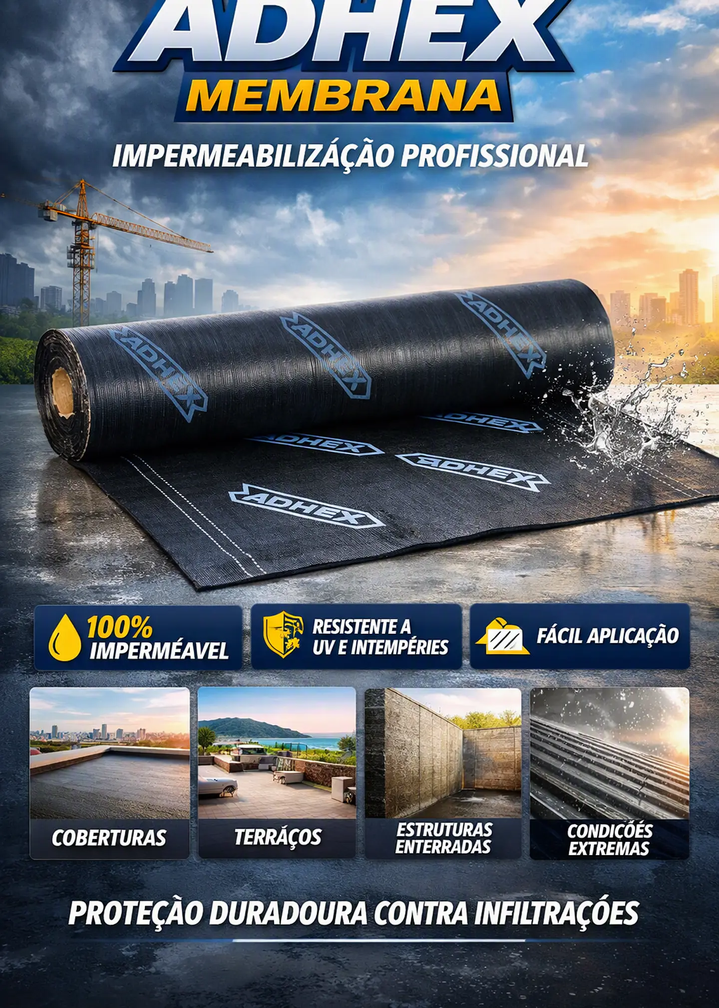 Membrana Adhex impermeabilizante alumínio-fb 4kg 10m 1