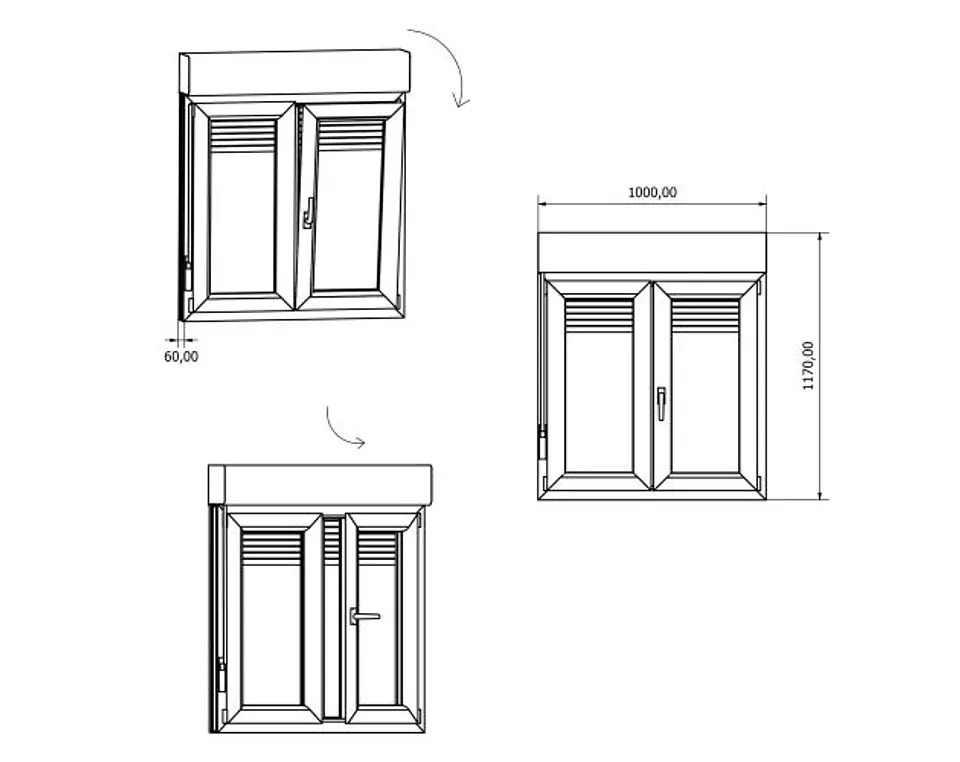 Janela ADHEX PVC oscilobatente branca com persiana 117x100cm 60mm 6