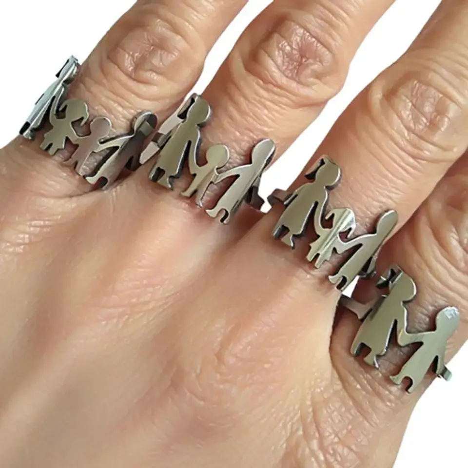 Anillo Mamá Papá Hijos Familia Amor Regalo Madre Joyas Mujer 12