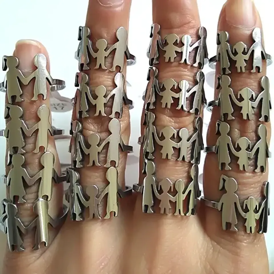 Anillo Mamá Papá Hijos Familia Amor Regalo Madre Joyas Mujer 28