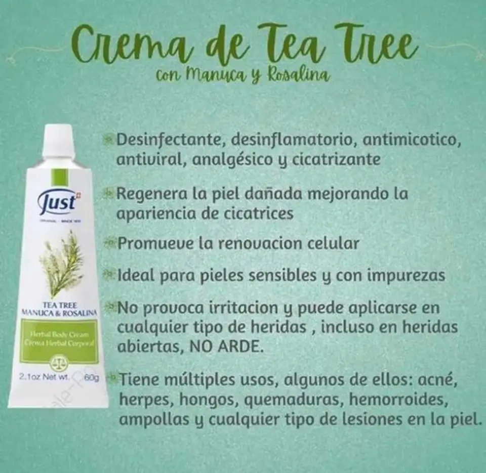 Crema De Tea Tree Manuca Rosalina Swiss Just 2
