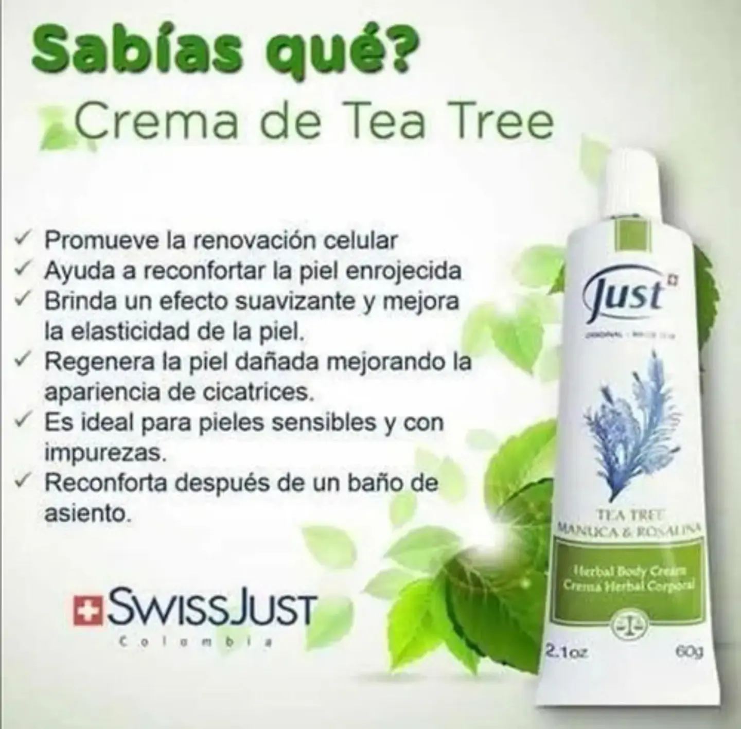 Crema De Tea Tree Manuca Rosalina Swiss Just 3