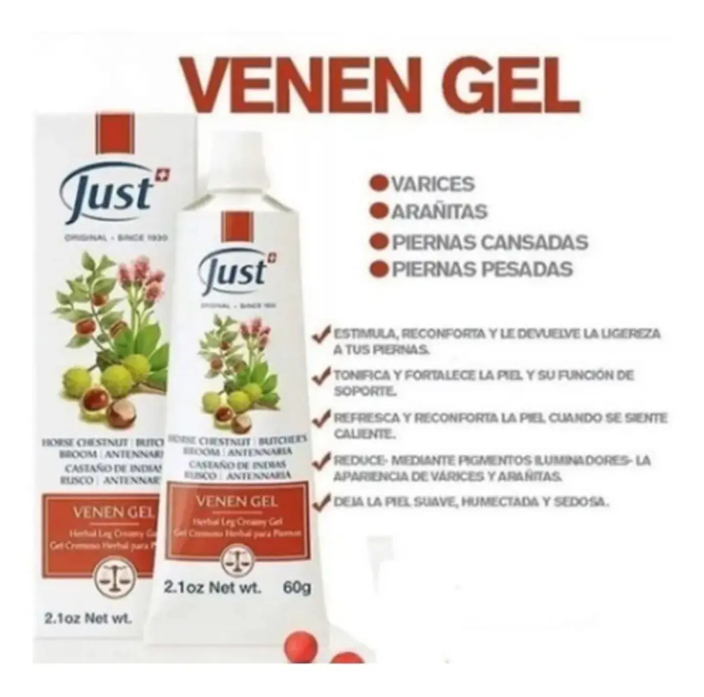 Venen Gel Para Piernas Circulación Y Varices 60g Swiss Just 7