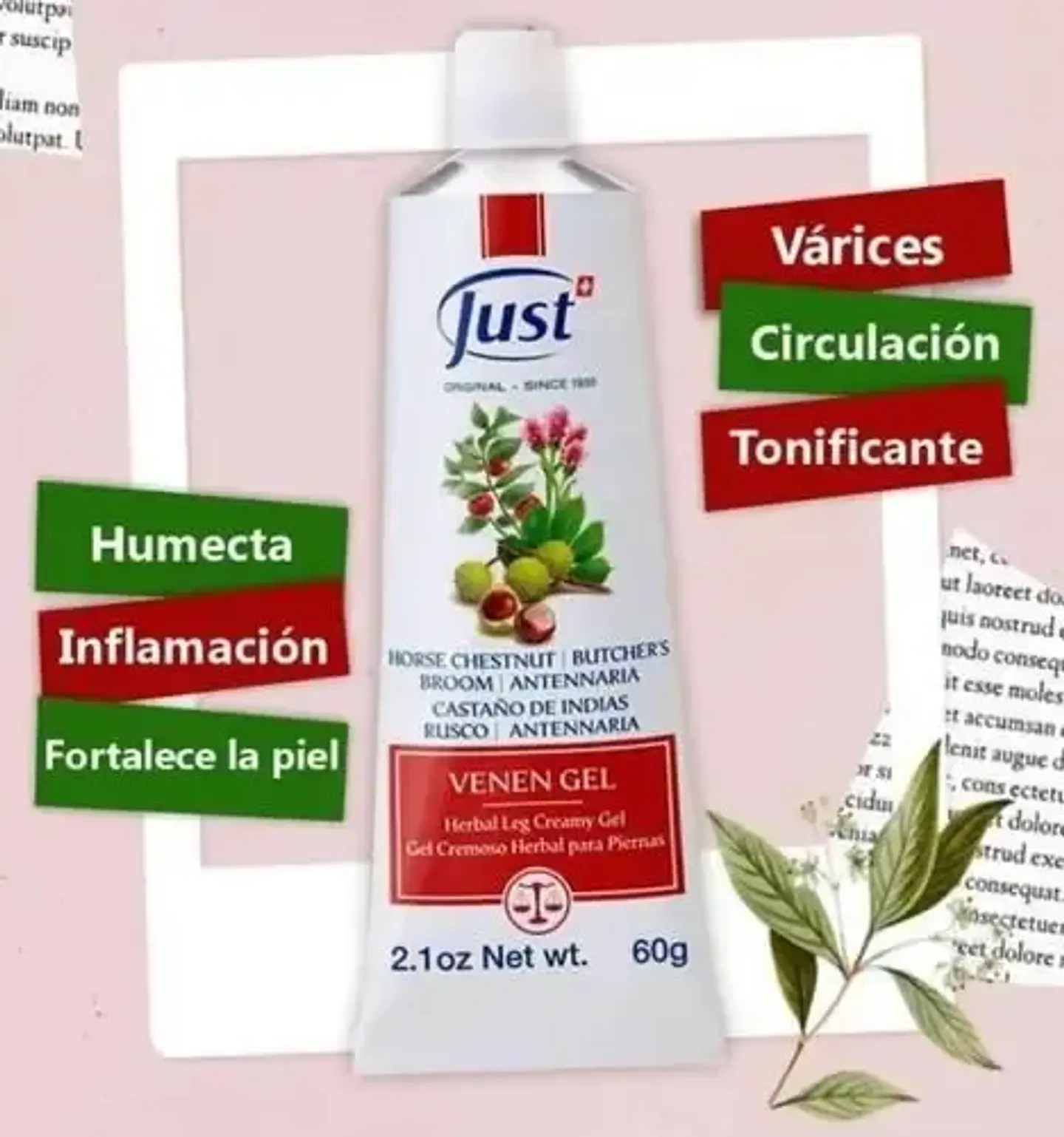 Venen Gel Para Piernas Circulación Y Varices 60g Swiss Just 9