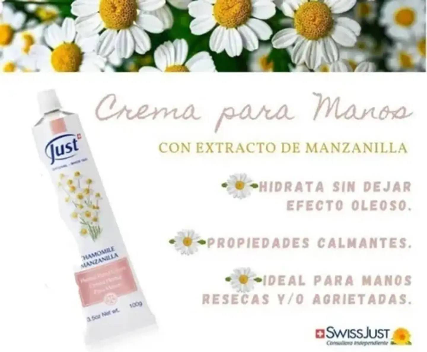 Crema Manos Manzanilla 100g Swiss Just 3