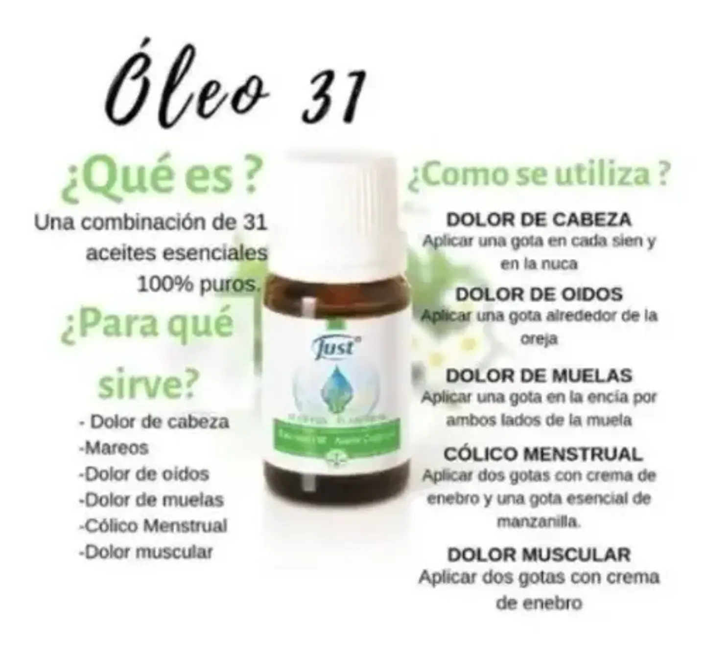 Óleo 31 Aceite Esencial 31 Hierbas Swiss Just 20ml 5