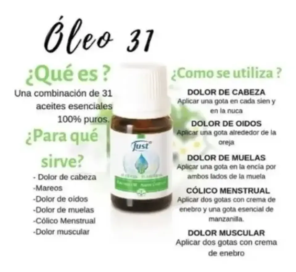 Óleo 31 Aceite Esencial 31 Hierbas Swiss Just 20ml 5
