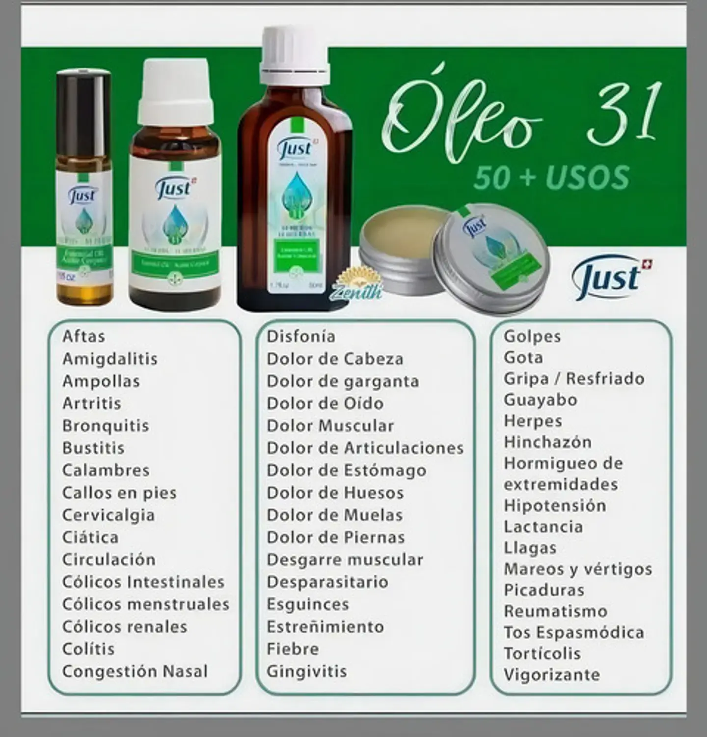 Óleo 31 Aceite Esencial 31 Hierbas Swiss Just 20ml 12