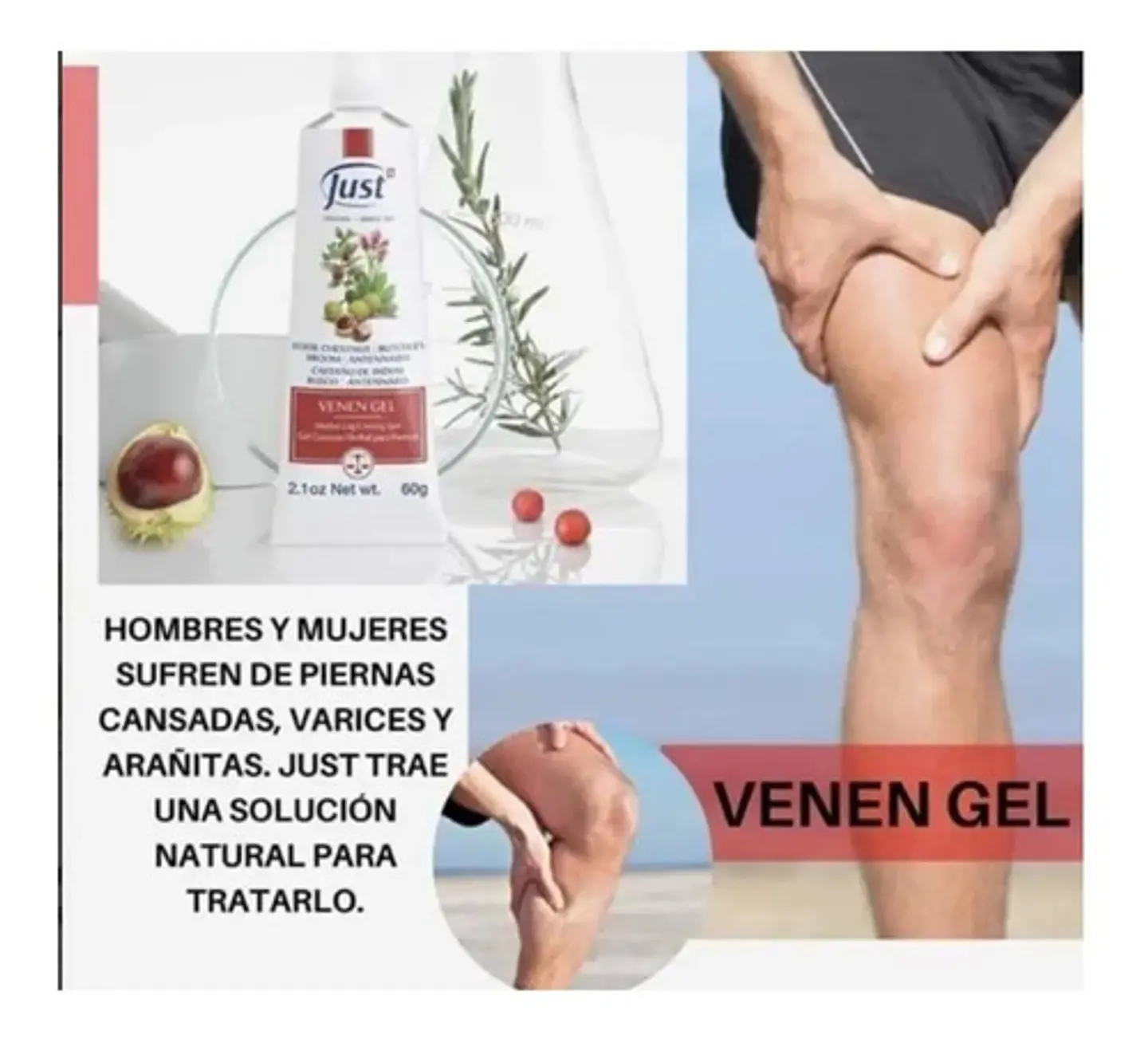 Venen Gel Para Piernas Circulación Y Varices 60g Swiss Just 5