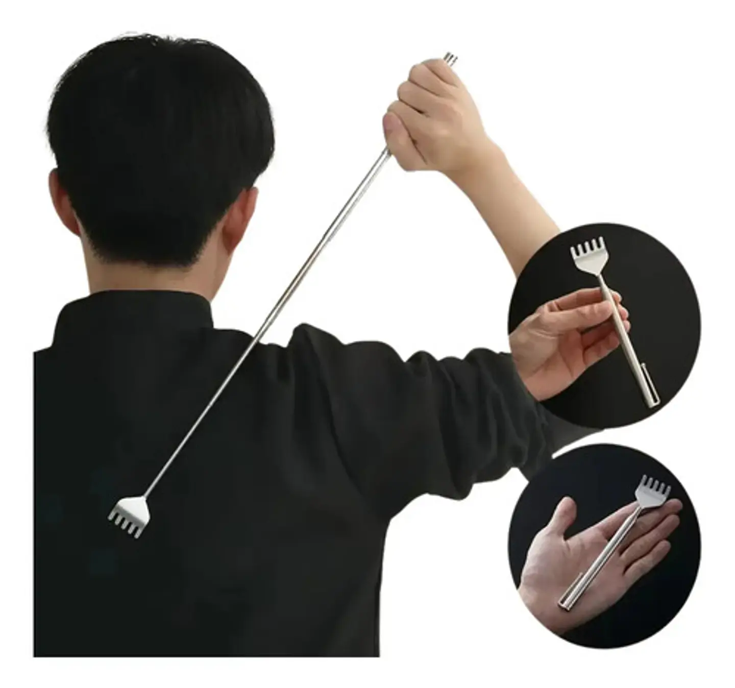 Rascador De Espalda Mano Rascar Extensible Acero Inoxidable 2