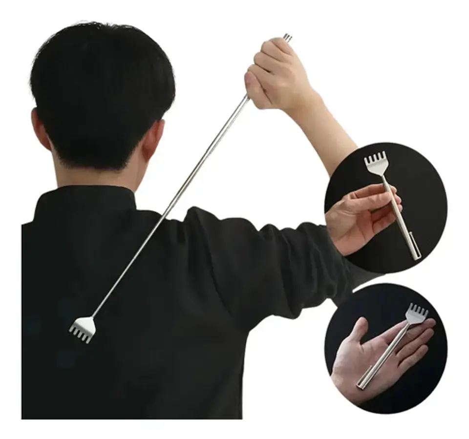 Rascador De Espalda Mano Rascar Extensible Acero Inoxidable 2