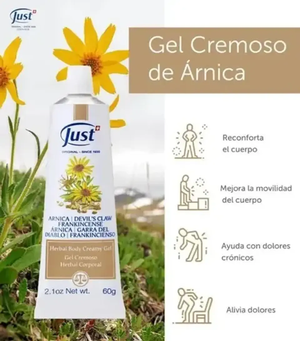 Gel Cremoso De Árnica 60g. Swiss Just 2