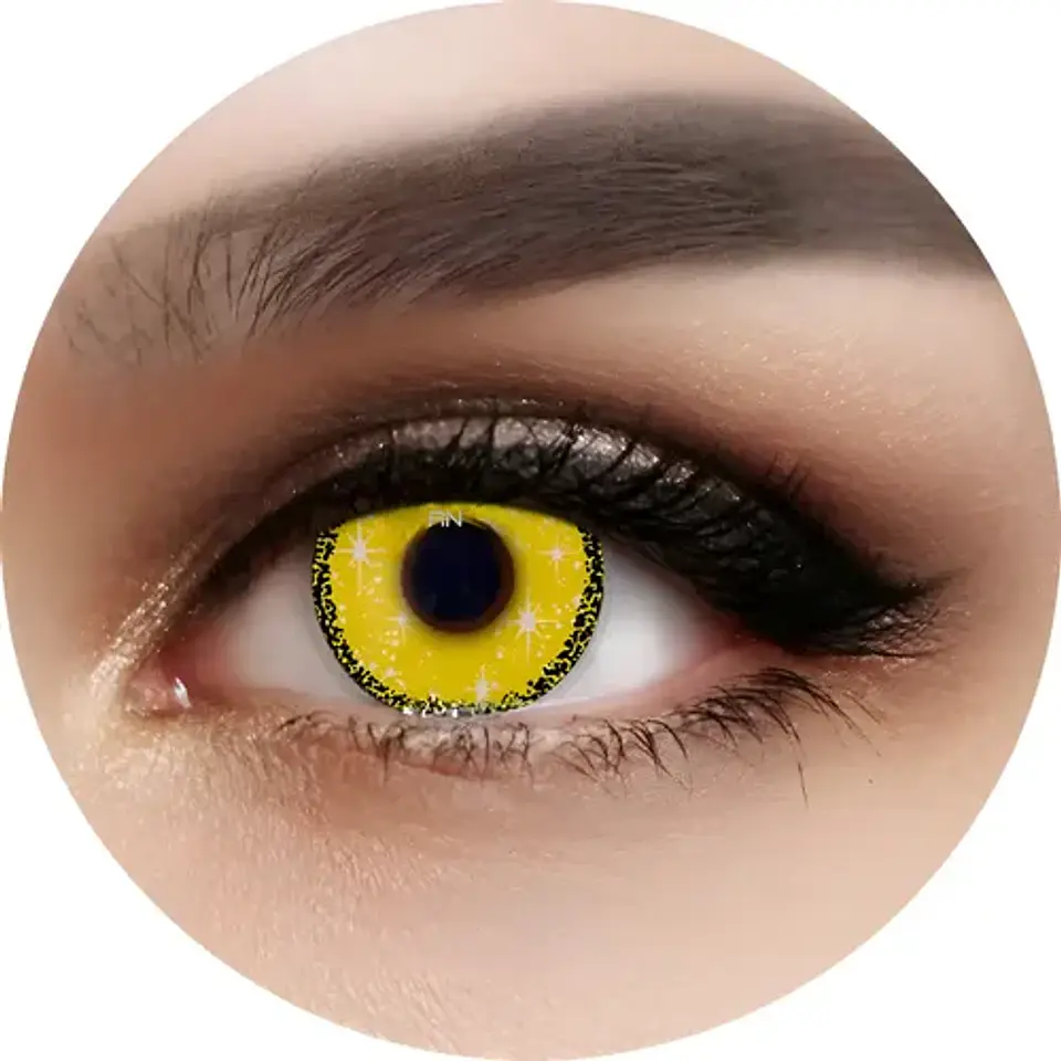 Lentes Contacto Amarillo Cosplay Halloween +liquido +estuche 1