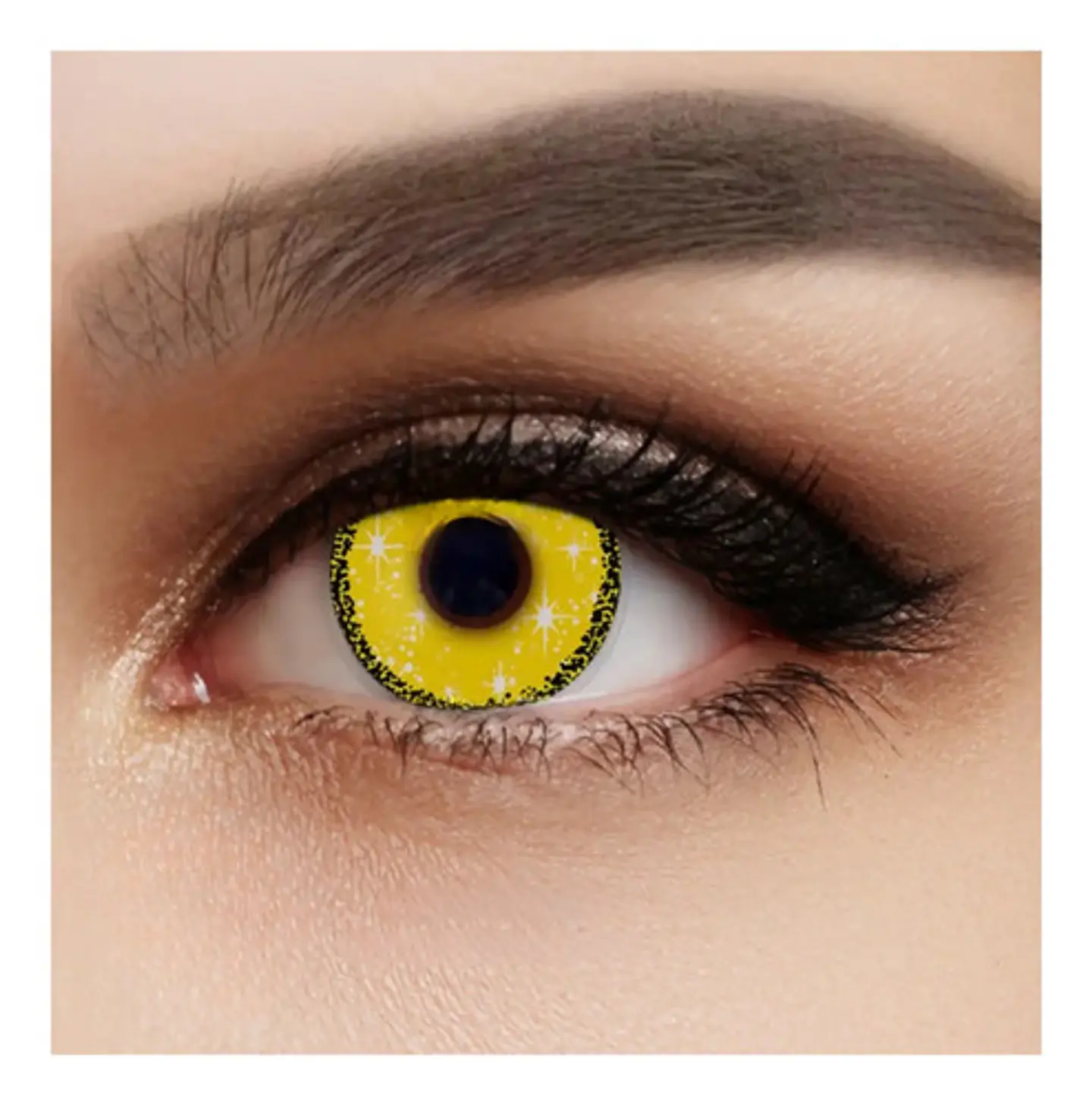 Lentes Contacto Amarillo Cosplay Halloween +liquido +estuche 2