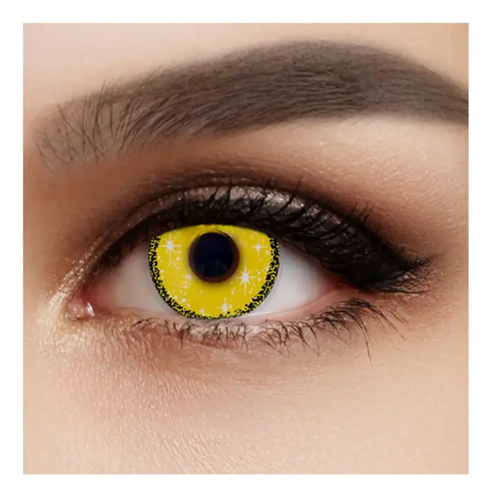 Lentes Contacto Amarillo Cosplay Halloween +liquido +estuche 2