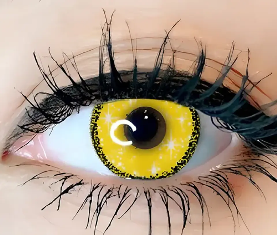 Lentes Contacto Amarillo Cosplay Halloween +liquido +estuche 4
