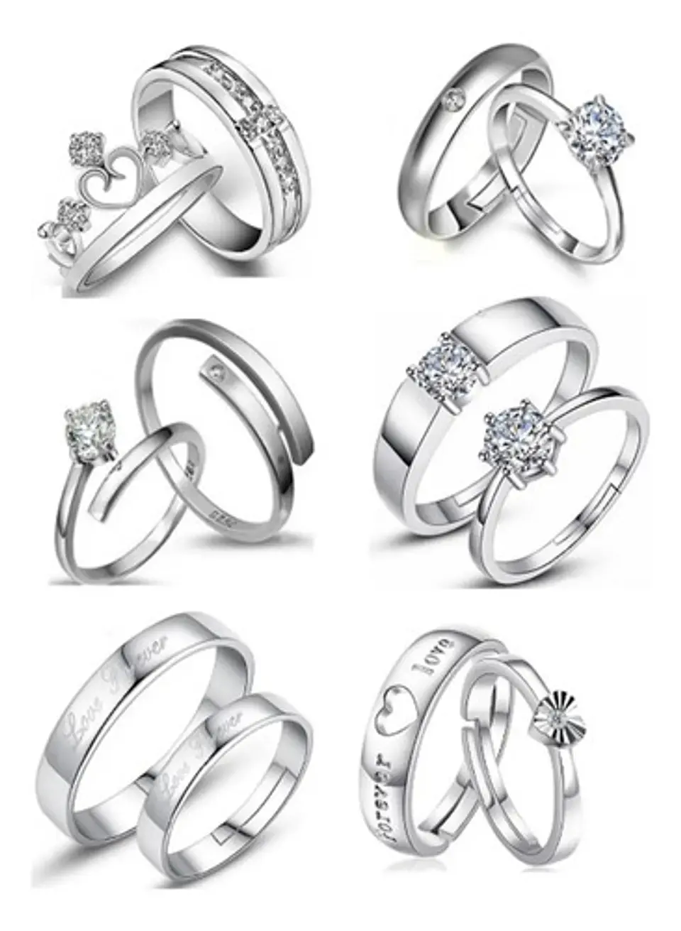 Anillos Ajustables Compromiso Ilusión Novios Amor Pareja 7