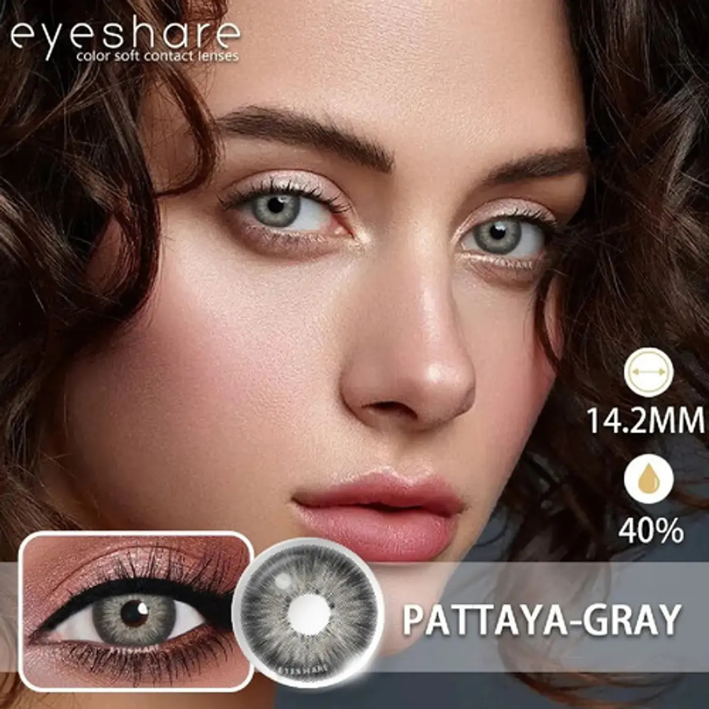 Lentes De Contacto Natural Pattaya Gray Líquido Y Estuche 4