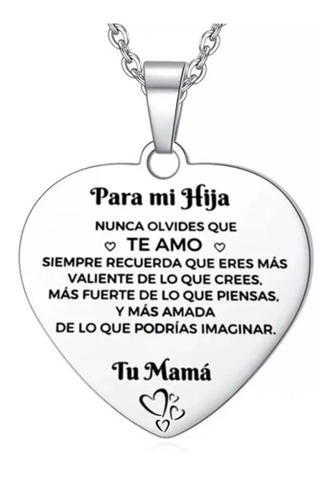 Collar Corazón Cadena Dije Madre A Hija + Bolsa Regalo Joyas