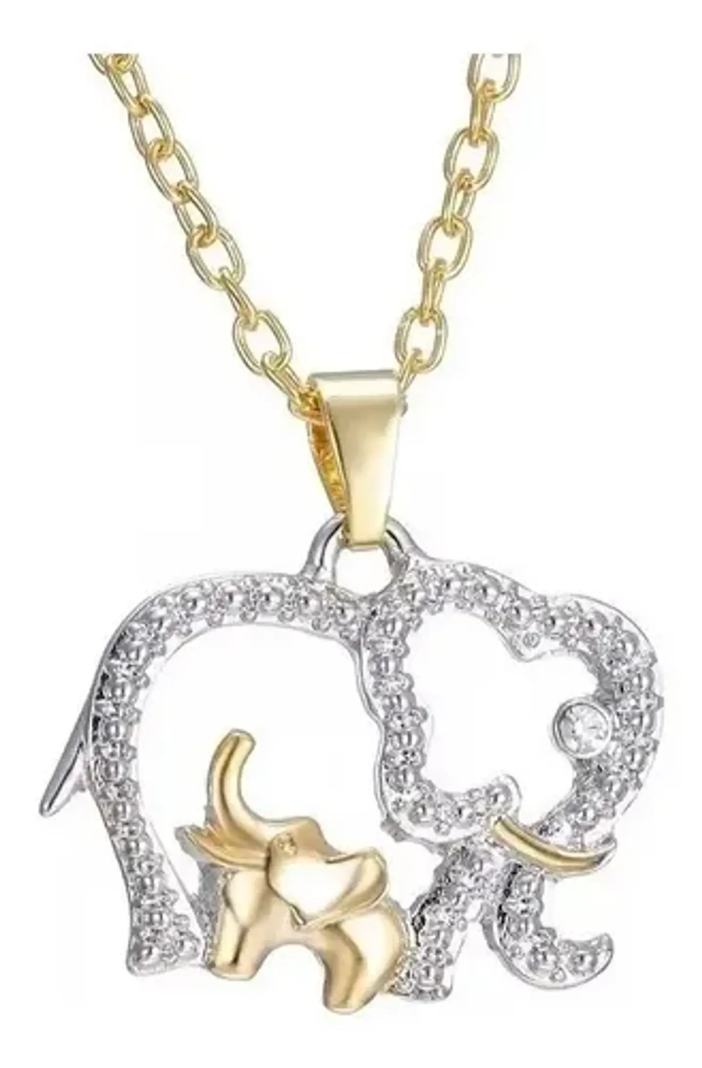 Cadena Y Colgante Familia Mamá Hijo Elefantes + Caja Regalo 1