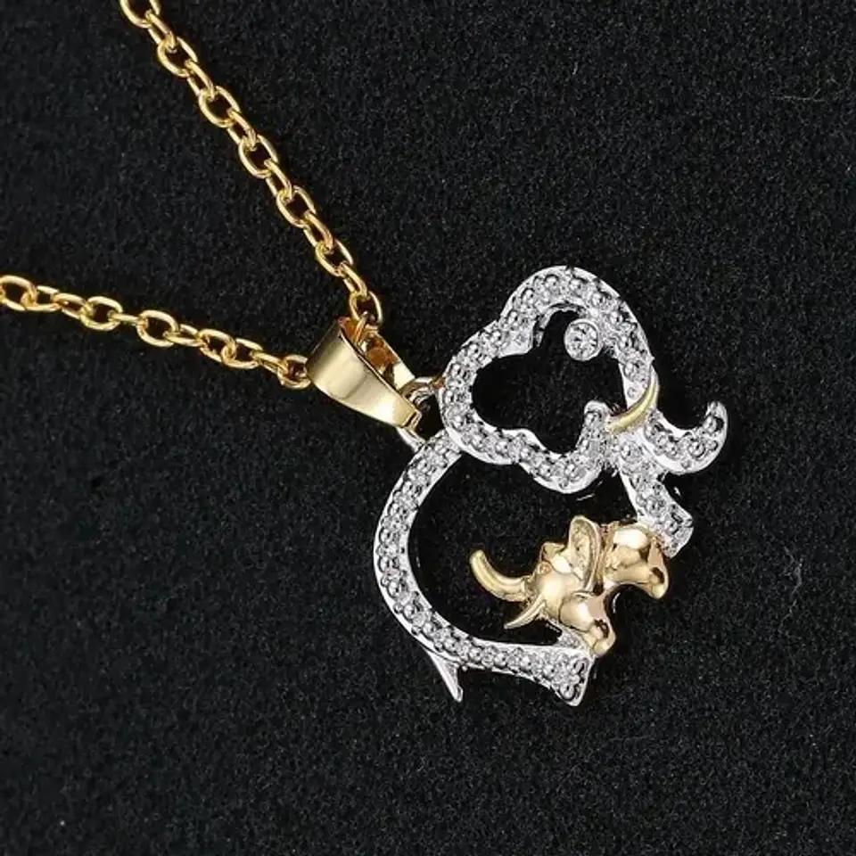 Cadena Y Colgante Familia Mamá Hijo Elefantes + Caja Regalo 2