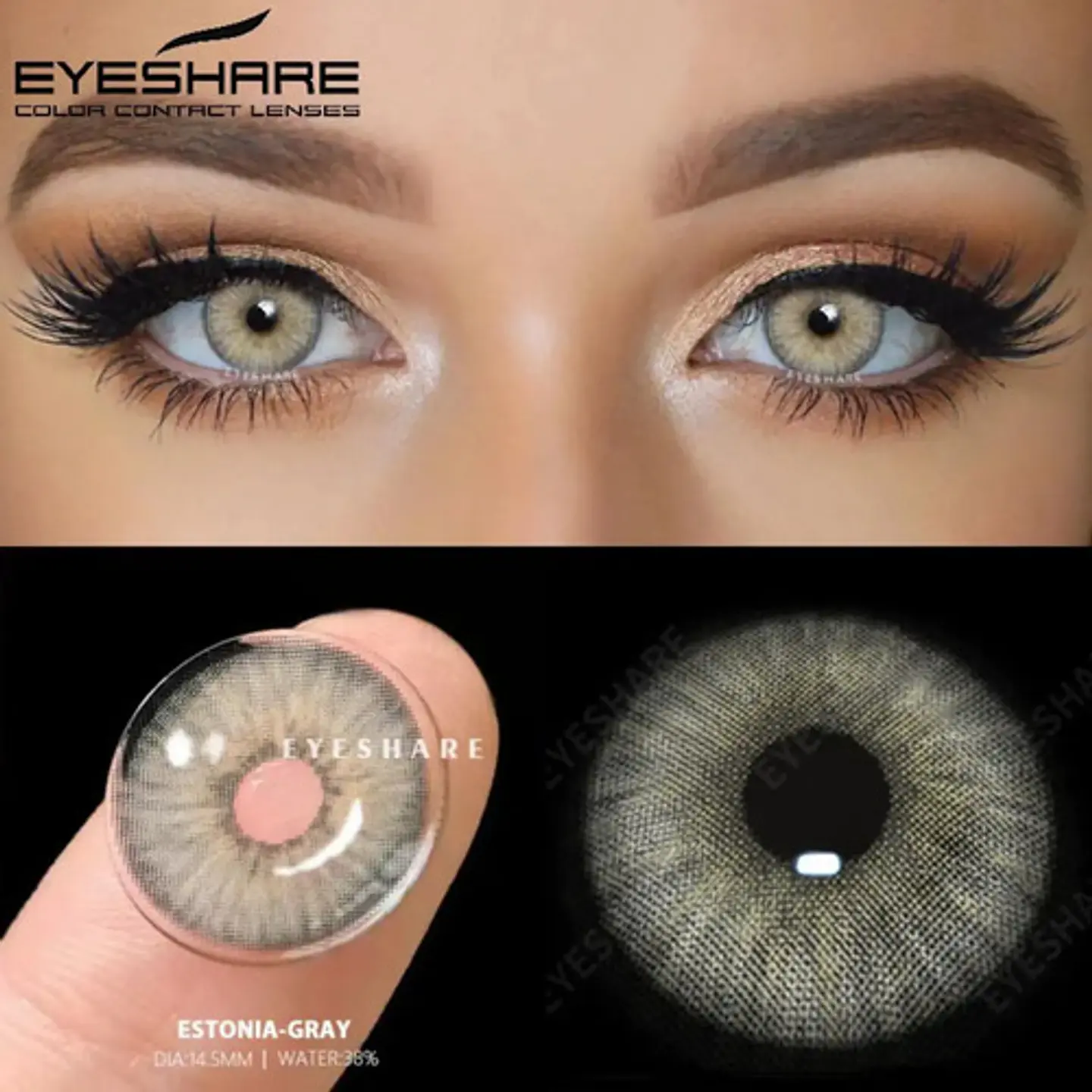 Lentes De Contacto Naturales Estonia Gray Líquido Y Estuche 4