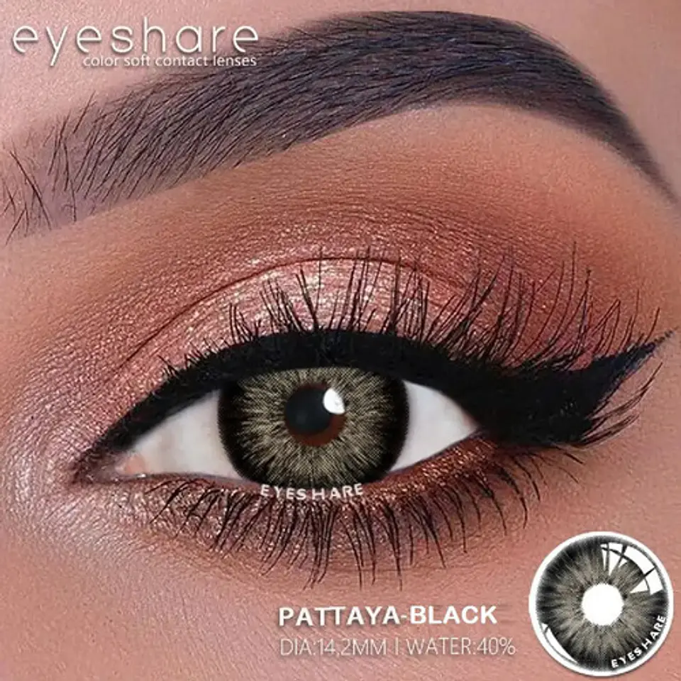 Lentes De Contacto Natural Pattaya Black Líquido Y Estuche 3