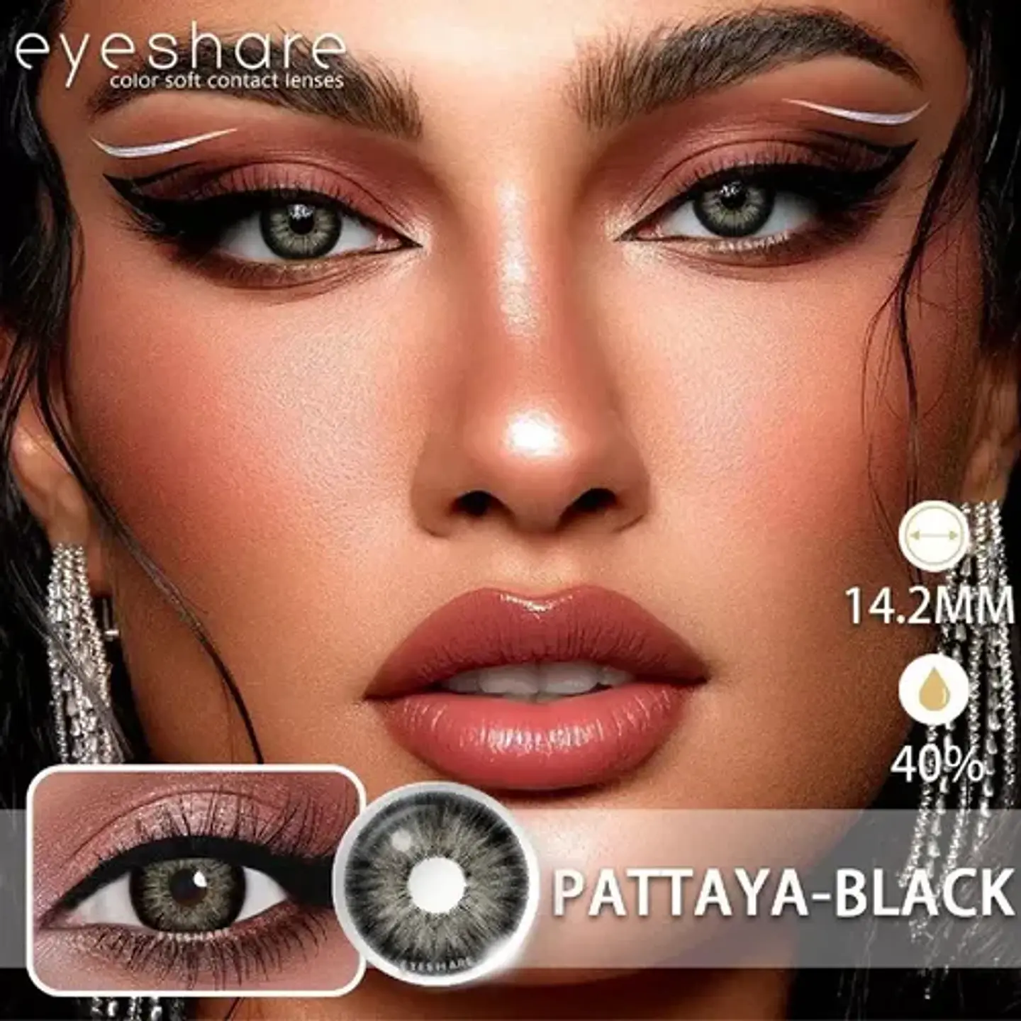 Lentes De Contacto Natural Pattaya Black Líquido Y Estuche 4