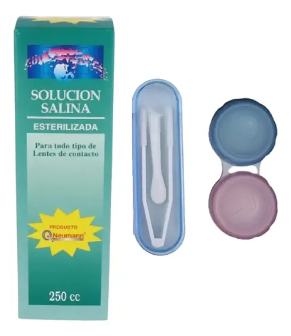 Solución Salina + Estuche Pinza Y Aplicador Lentes Contacto 1