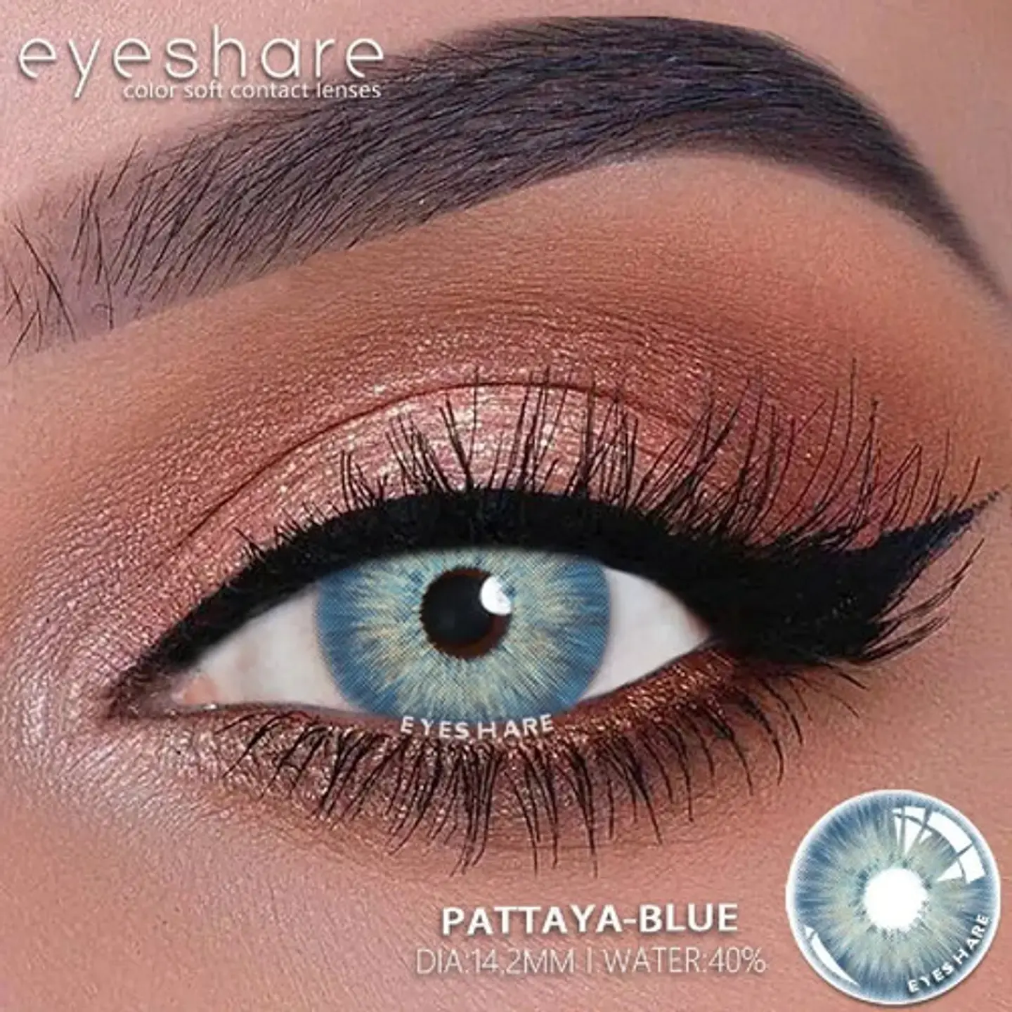 Lentes De Contacto Natural Pattaya Blue Líquido Y Estuche 3