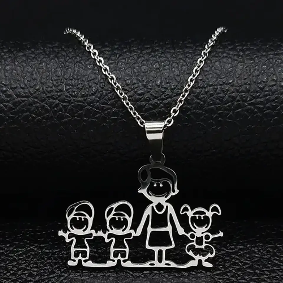 Collar Familia Mamá Hijos Hija + Caja Regalo Joyas 2