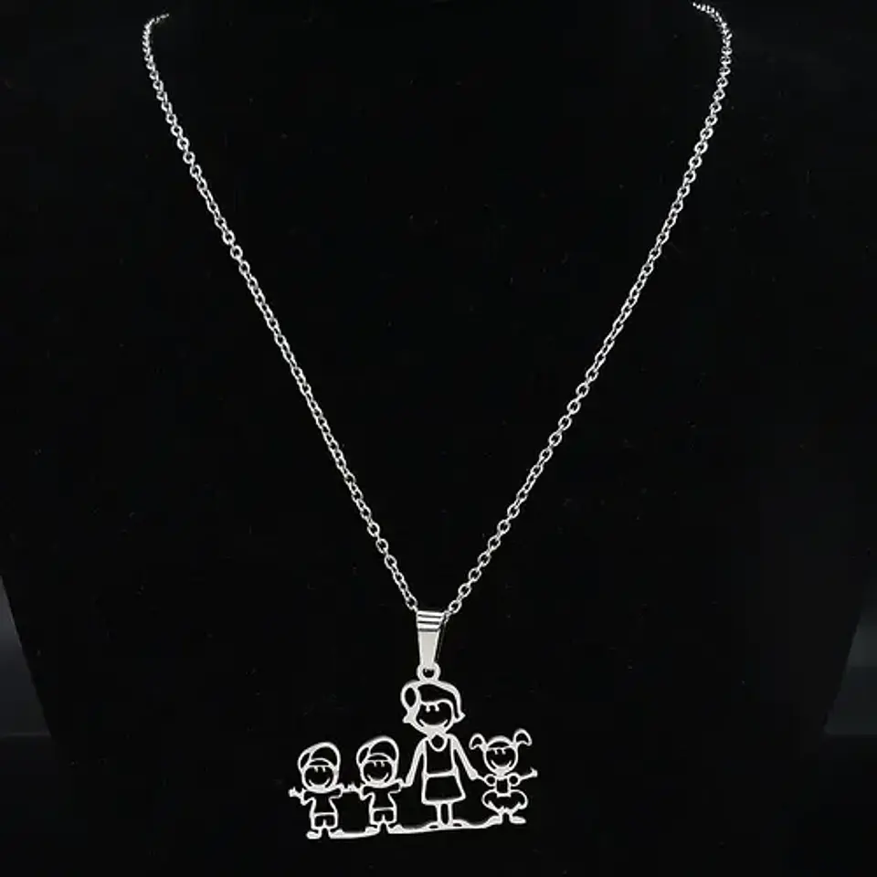 Collar Familia Mamá Hijos Hija + Caja Regalo Joyas 3