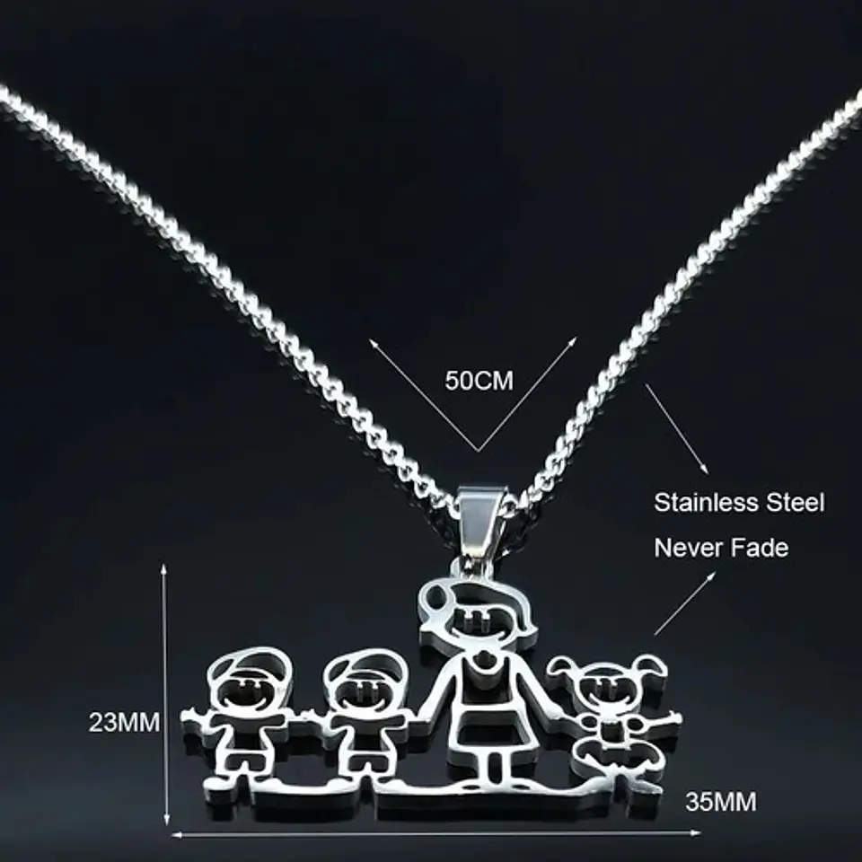 Collar Familia Mamá Hijos Hija + Caja Regalo Joyas 4