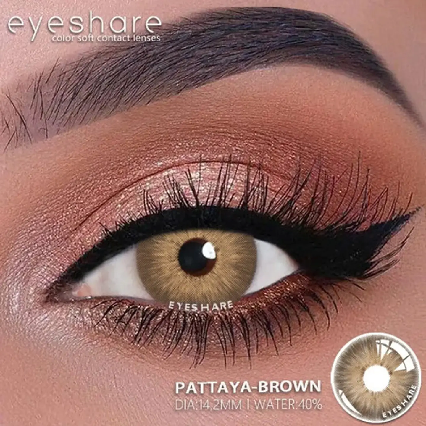 Lentes De Contacto Natural Pattaya Brown Líquido Y Estuche 3