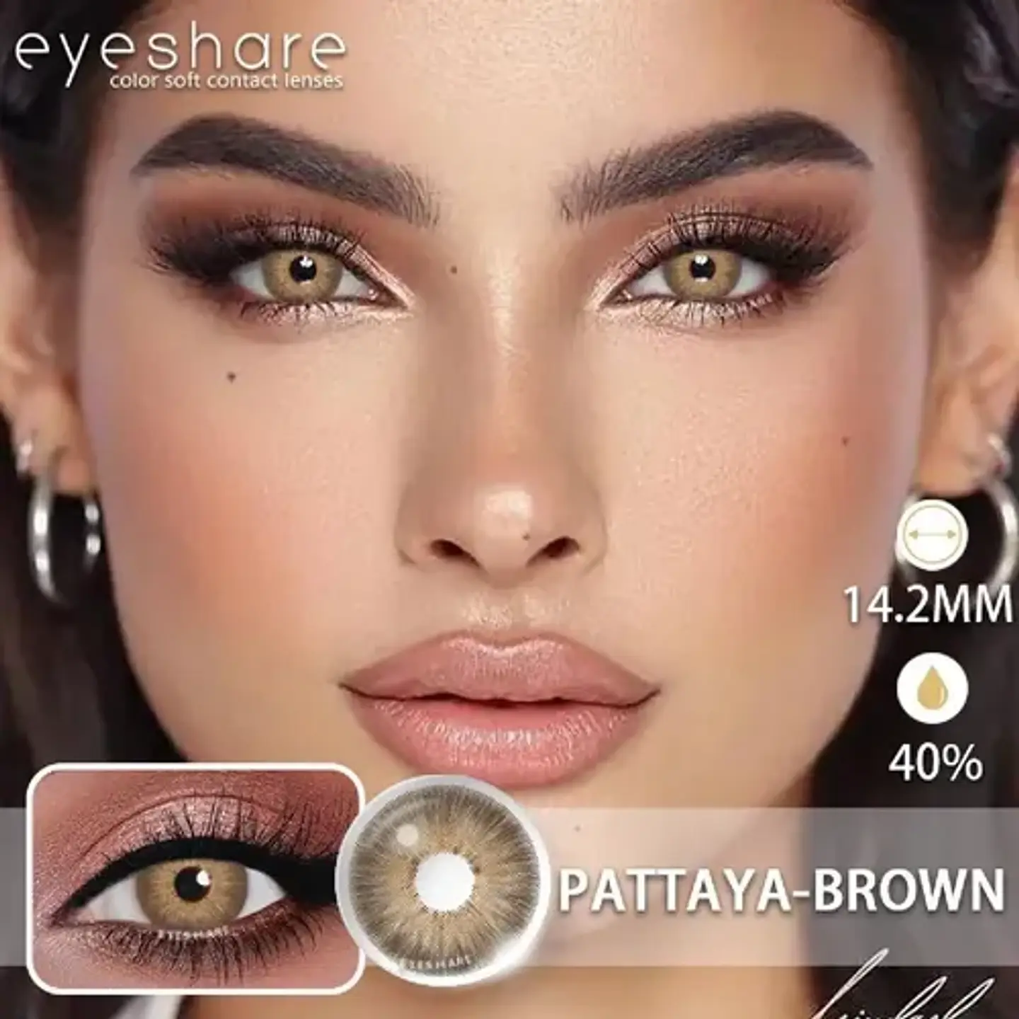 Lentes De Contacto Natural Pattaya Brown Líquido Y Estuche 4
