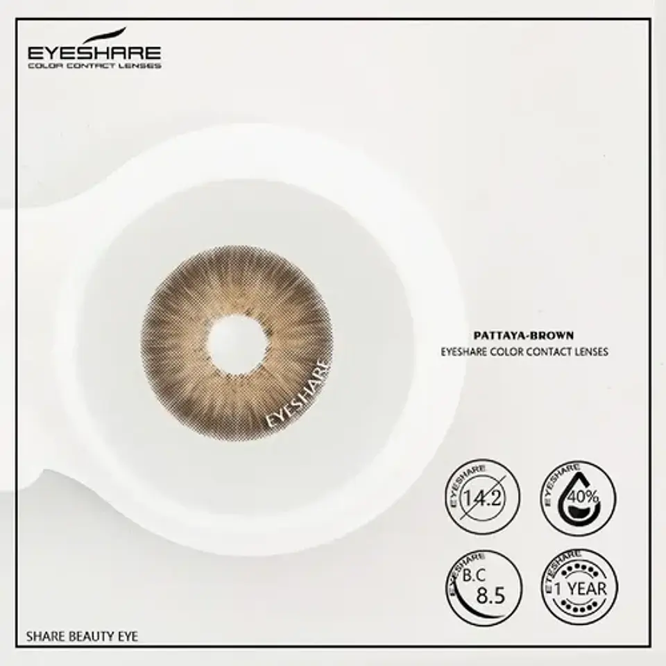 Lentes De Contacto Natural Pattaya Brown Líquido Y Estuche 5