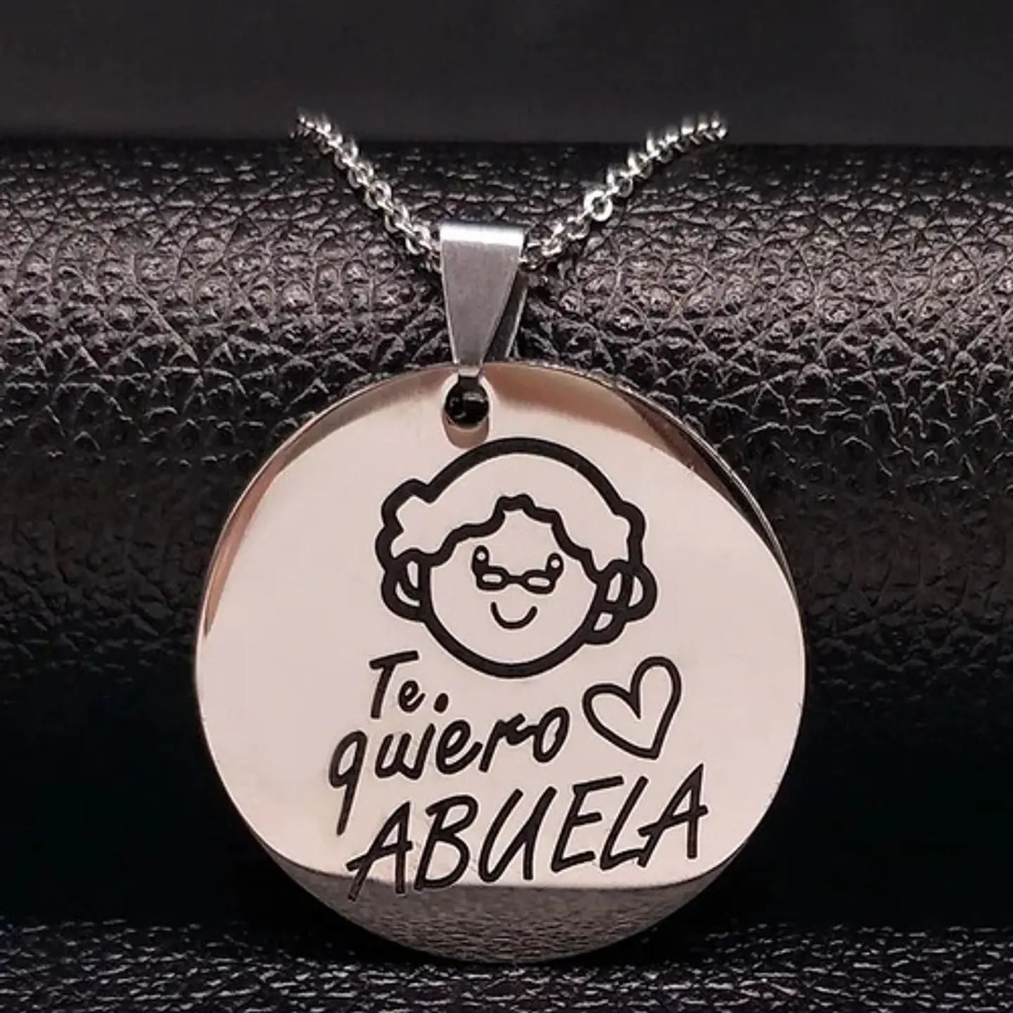 Collar Abuela Cadena Colgante Grabado+ Caja Regalo Joyas 3