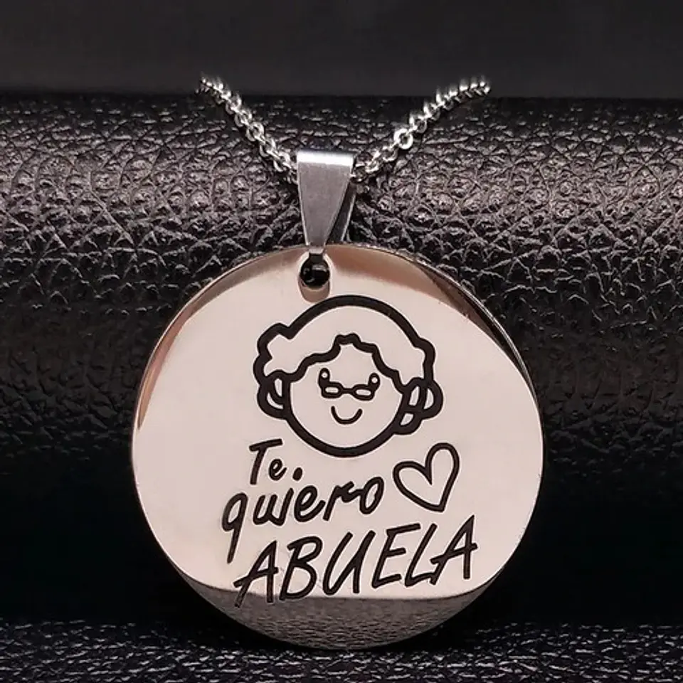 Collar Abuela Cadena Colgante Grabado+ Caja Regalo Joyas 3