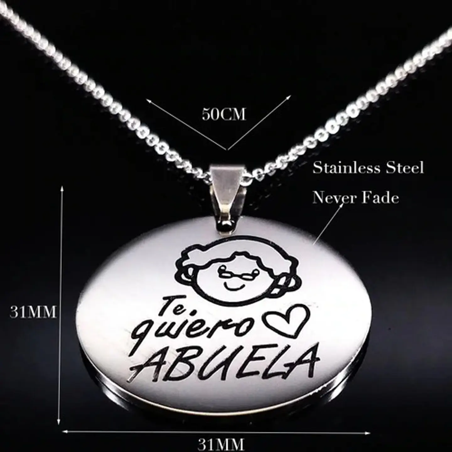 Collar Abuela Cadena Colgante Grabado+ Caja Regalo Joyas 4